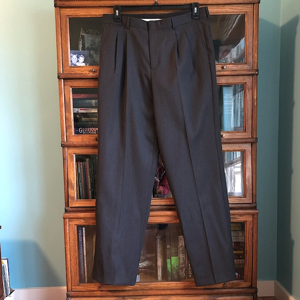 Eddie Bauer Dress Slacks 34 (34 x 46) Relaxed Fit Gray Wool Gabardine Pants NWT